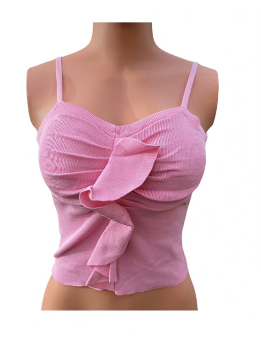 Casual ruffled spaghetti tank blouse 