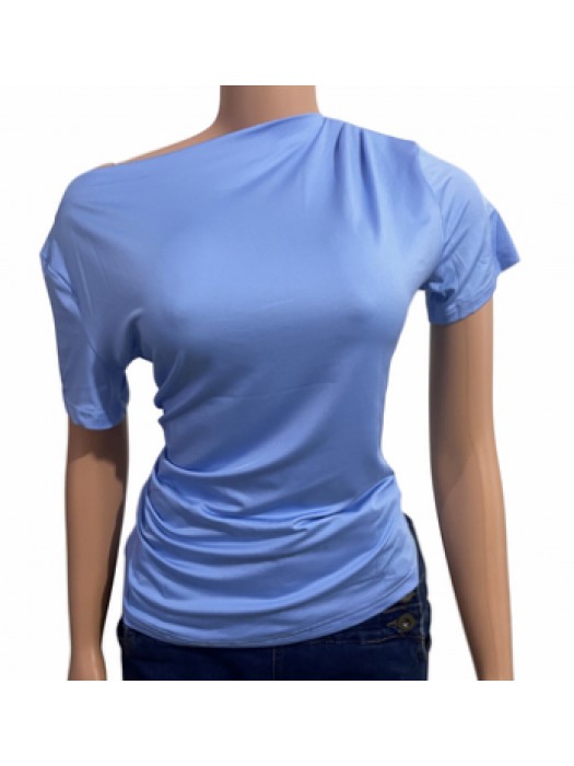 Corporate blue slanted neck tank blouse 