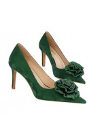 Women velvet green high heel