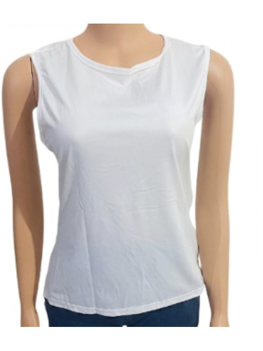 Solid white cross back casual blouse 