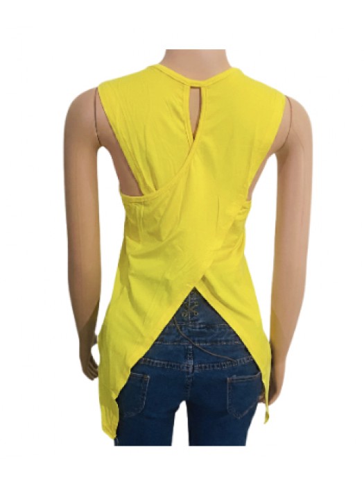 Solid cross back casual blouse 