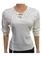 Casual solid laced long sleeved blouse 