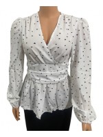 Lantern sleeve v-neck blouse 
