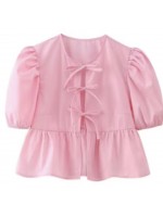 Women front knot-tied blouse 