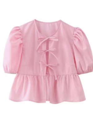 Women front knot-tied blouse 