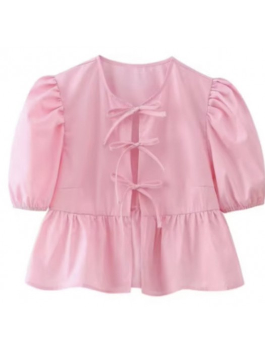 Women front knot-tied blouse 