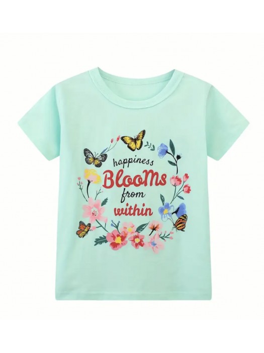 Girls light green short sleeved casual T-shirt 
