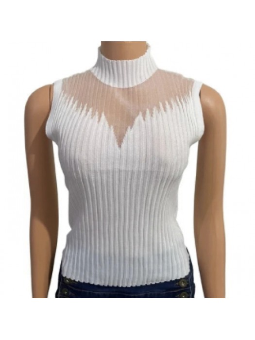Corporate solid white hollow lace turtleneck inner camisole 