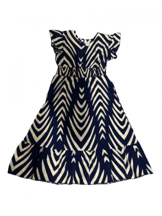 Girls summer v-neck ruffled sleeve dress