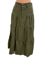 Women solid green gathered skirt