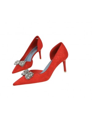 Elegant red velvet high heels