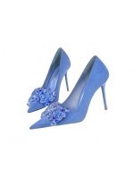 Elegant blue quality pencil heels