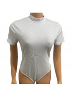 White ribbed turtleneck body suit