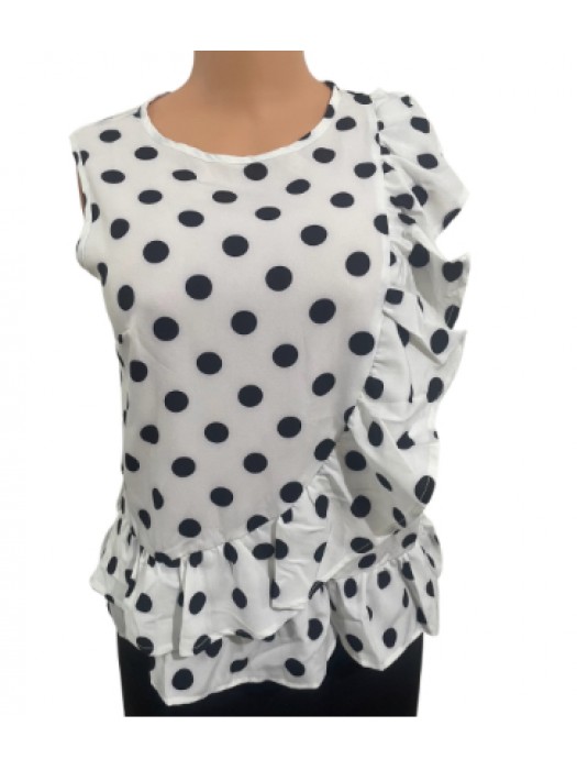Polka dot ruffled casual blouse