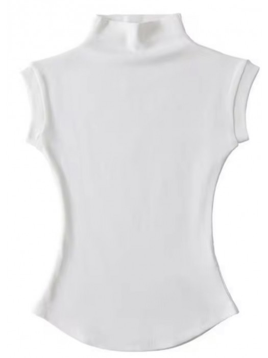 Women casual white round neck T-shirt