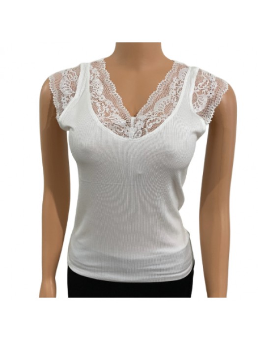 Corporate/ casual white lace sleeved tank camisole
