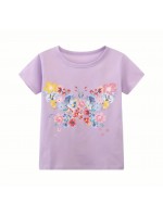 Girls purple short sleeve casual T-shirt
