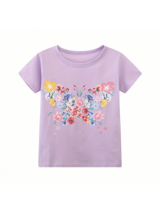 Girls purple short sleeve casual T-shirt
