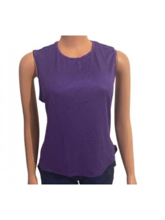 Solid violet cross back casual tank 