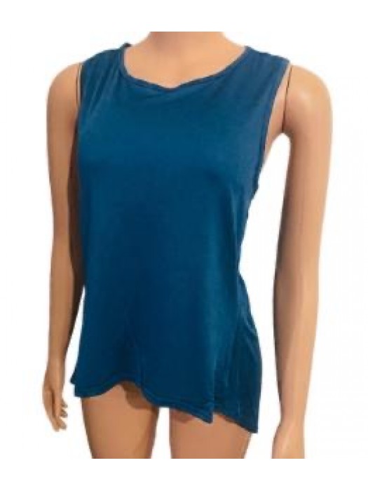 Solid teal cross back casual tank 